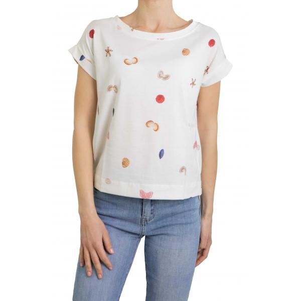 t shirt scollo a barca con conchiglie